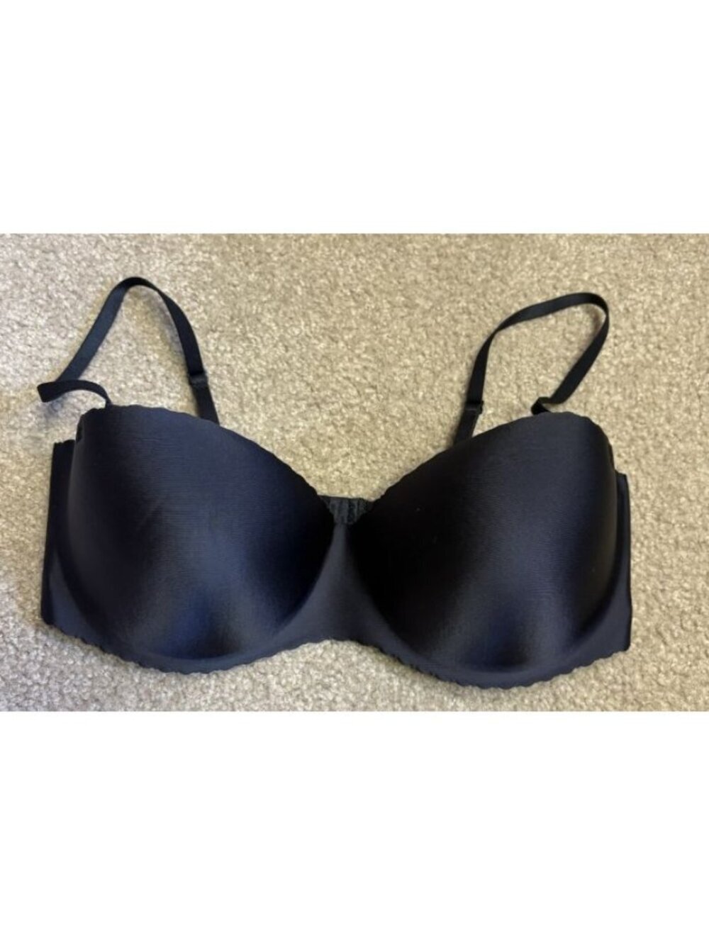 Rosme Balconette 34C Bra Black Scalloped Demi Push Up Underwire Designer Luxury